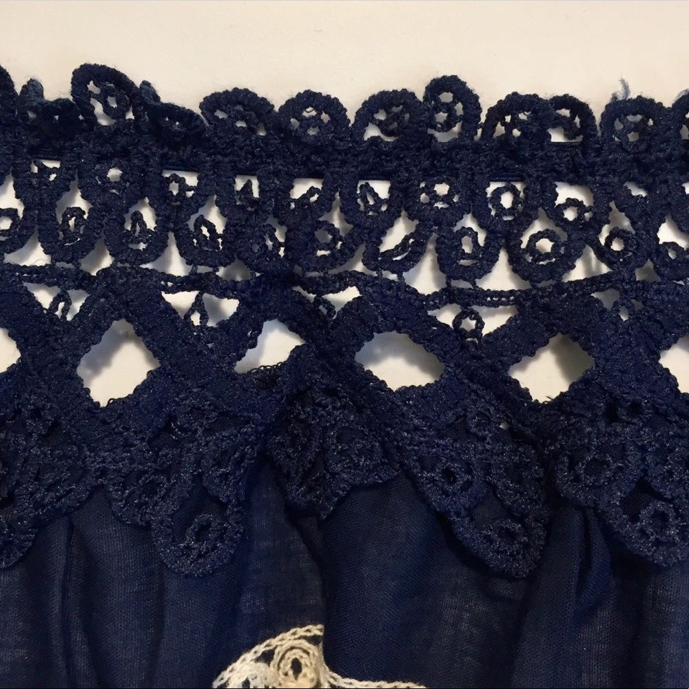 Flying Tomato 1X Navy Off Shoulder Embroidered Top - Picture 5 of 5